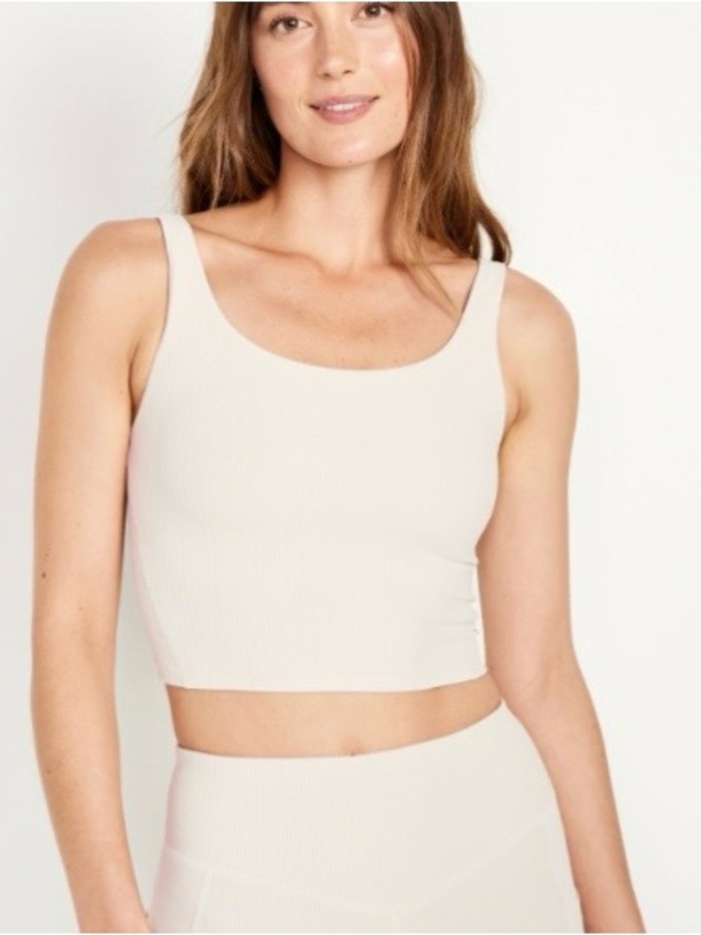 Light Support PowerSoft Ribbed Longline Sports Bra Wish Bone size M